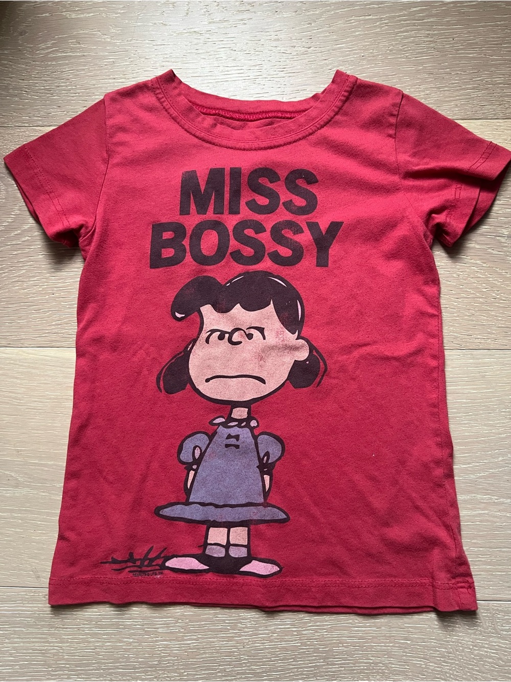 Peanuts Red 'Miss Bossy' Short Sleeve Kids Tee